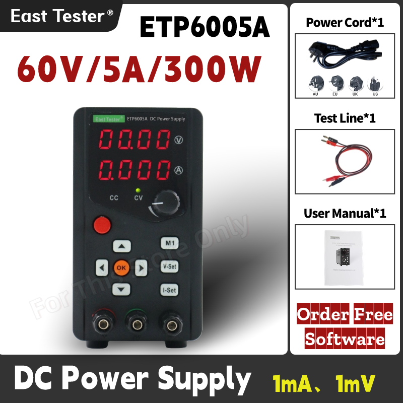 Programmable Dc Power Supply 60V 5A - 고효율 단일 채널 4 LED 디지털
