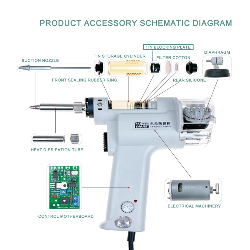 S-993A 단일 펌프 전기 납땜 제거기 전기 진공 솔 - Desoldering Gun Vacuum Electric 리뷰 및 가격