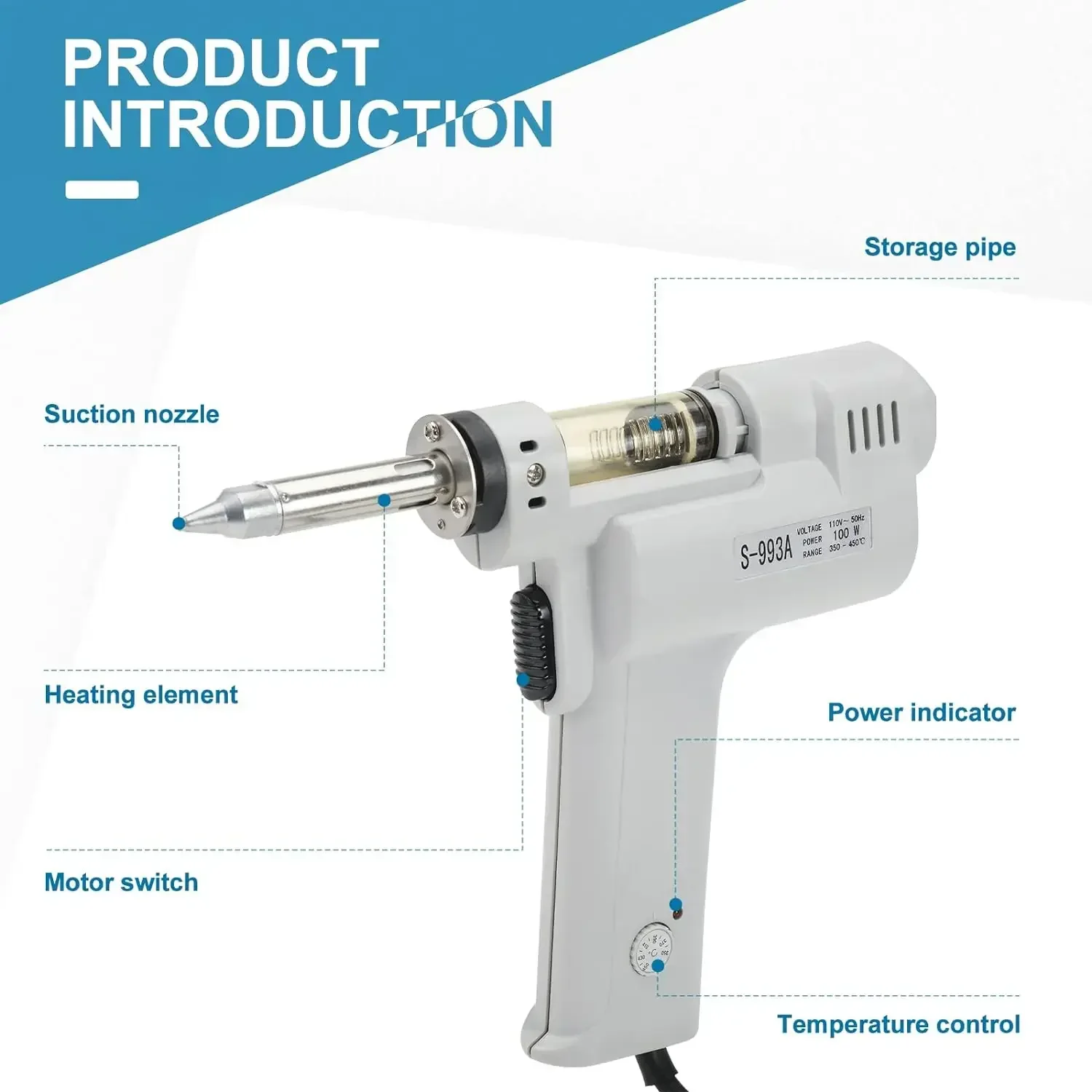 S-998P 더블 펌프 전기 납땜 제거 건 100W 전 - Desoldering Gun Vacuum Electric 리뷰 및 가격